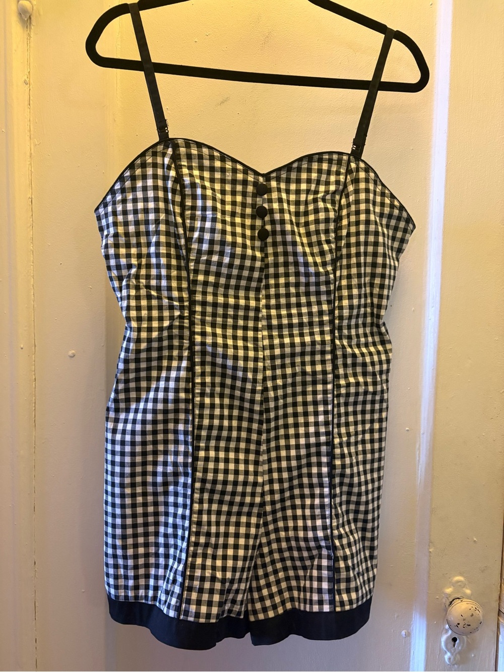 Black and white Hell Bunny gingham romper L